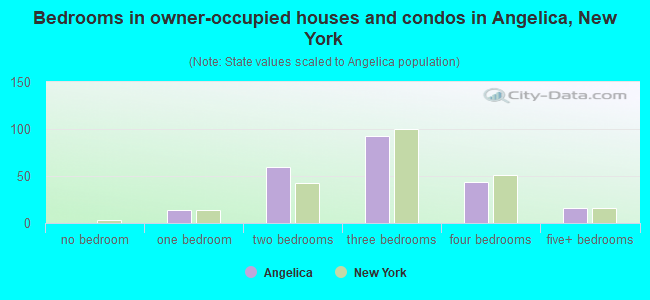 Bedrooms in owner-occupied houses and condos in Angelica, New York
