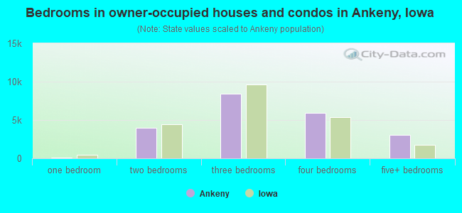 Bedrooms in owner-occupied houses and condos in Ankeny, Iowa
