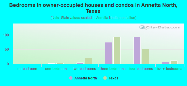 Bedrooms in owner-occupied houses and condos in Annetta North, Texas