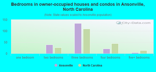 Bedrooms in owner-occupied houses and condos in Ansonville, North Carolina