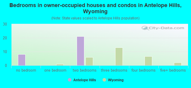 Bedrooms in owner-occupied houses and condos in Antelope Hills, Wyoming