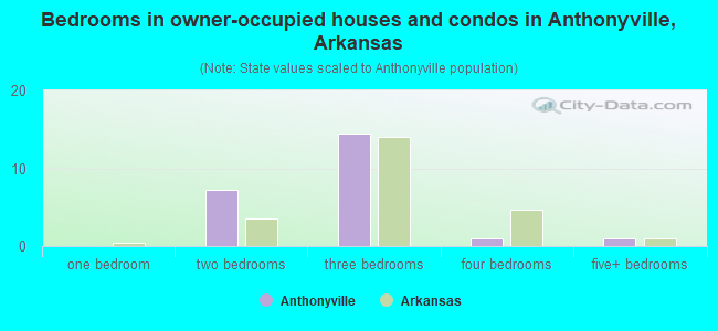 Bedrooms in owner-occupied houses and condos in Anthonyville, Arkansas