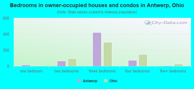 Bedrooms in owner-occupied houses and condos in Antwerp, Ohio