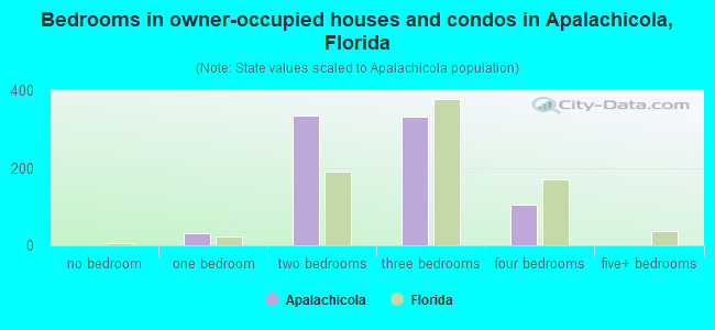 Bedrooms in owner-occupied houses and condos in Apalachicola, Florida