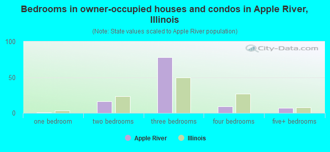 Bedrooms in owner-occupied houses and condos in Apple River, Illinois