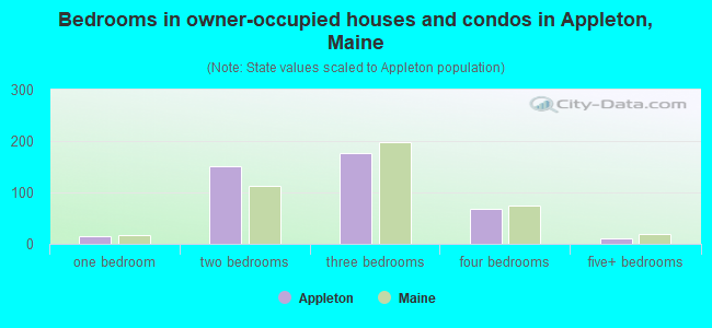 Bedrooms in owner-occupied houses and condos in Appleton, Maine