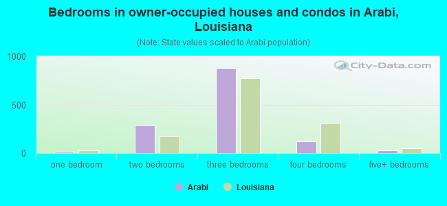 Bedrooms in owner-occupied houses and condos in Arabi, Louisiana