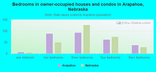 Bedrooms in owner-occupied houses and condos in Arapahoe, Nebraska