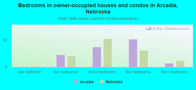 Bedrooms in owner-occupied houses and condos in Arcadia, Nebraska