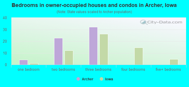 Bedrooms in owner-occupied houses and condos in Archer, Iowa