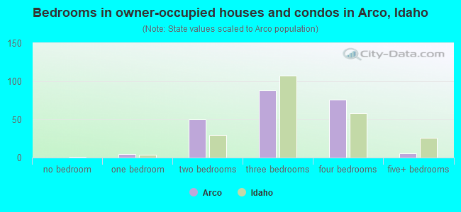 Bedrooms in owner-occupied houses and condos in Arco, Idaho