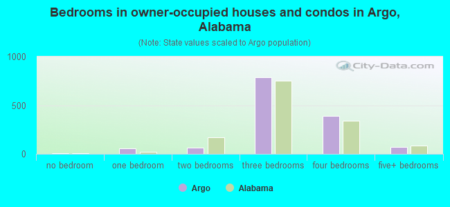Bedrooms in owner-occupied houses and condos in Argo, Alabama