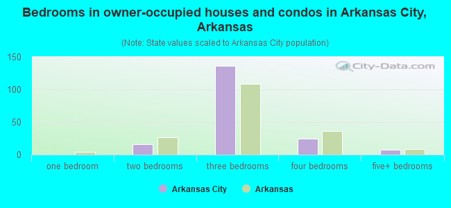 Bedrooms in owner-occupied houses and condos in Arkansas City, Arkansas