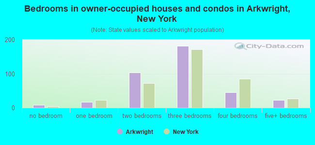 Bedrooms in owner-occupied houses and condos in Arkwright, New York