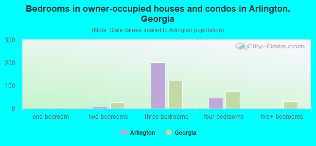 Bedrooms in owner-occupied houses and condos in Arlington, Georgia