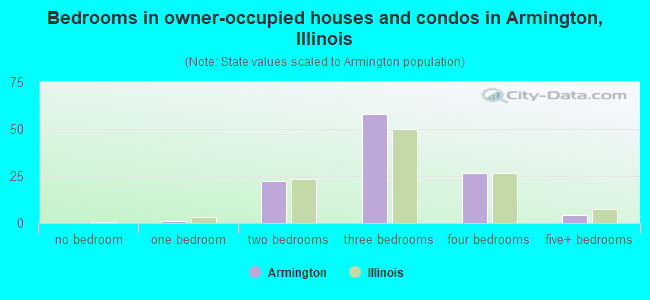 Bedrooms in owner-occupied houses and condos in Armington, Illinois