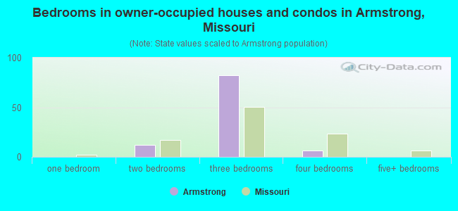 Bedrooms in owner-occupied houses and condos in Armstrong, Missouri