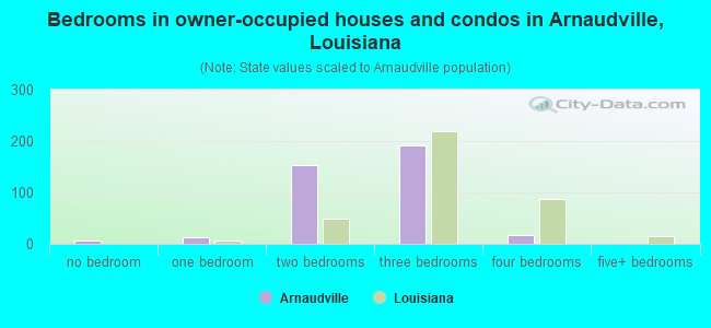 Bedrooms in owner-occupied houses and condos in Arnaudville, Louisiana