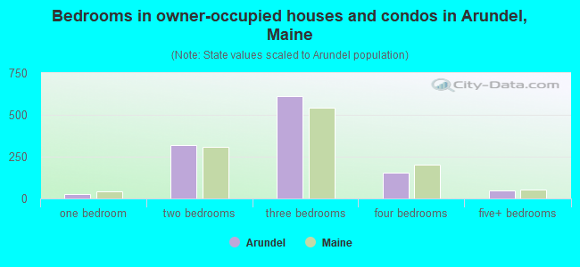 Bedrooms in owner-occupied houses and condos in Arundel, Maine
