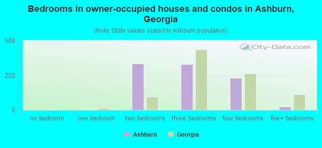 Bedrooms in owner-occupied houses and condos in Ashburn, Georgia