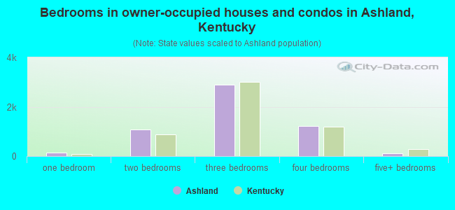 Bedrooms in owner-occupied houses and condos in Ashland, Kentucky