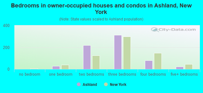 Bedrooms in owner-occupied houses and condos in Ashland, New York