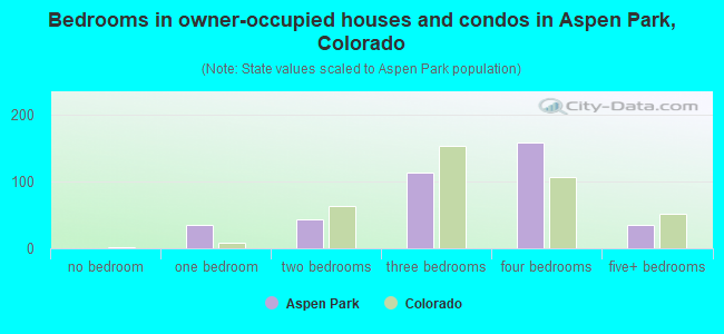 Bedrooms in owner-occupied houses and condos in Aspen Park, Colorado
