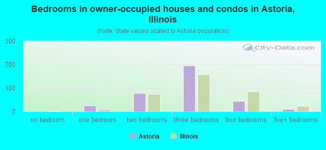 Bedrooms in owner-occupied houses and condos in Astoria, Illinois