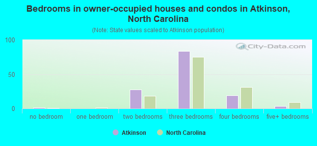 Bedrooms in owner-occupied houses and condos in Atkinson, North Carolina
