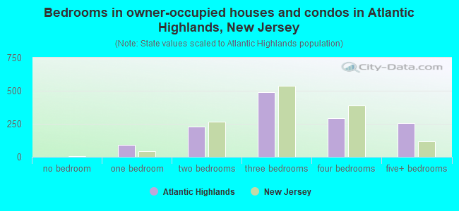 Bedrooms in owner-occupied houses and condos in Atlantic Highlands, New Jersey