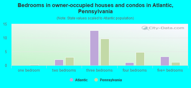 Bedrooms in owner-occupied houses and condos in Atlantic, Pennsylvania