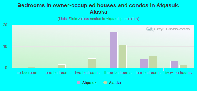 Bedrooms in owner-occupied houses and condos in Atqasuk, Alaska