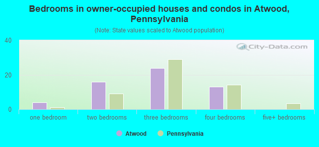 Bedrooms in owner-occupied houses and condos in Atwood, Pennsylvania