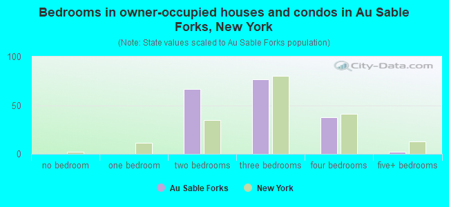 Bedrooms in owner-occupied houses and condos in Au Sable Forks, New York