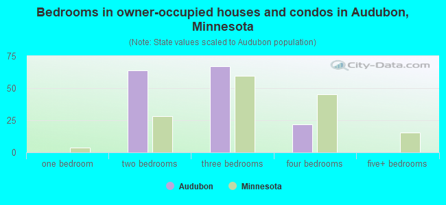 Bedrooms in owner-occupied houses and condos in Audubon, Minnesota