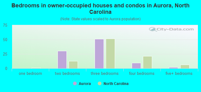 Bedrooms in owner-occupied houses and condos in Aurora, North Carolina