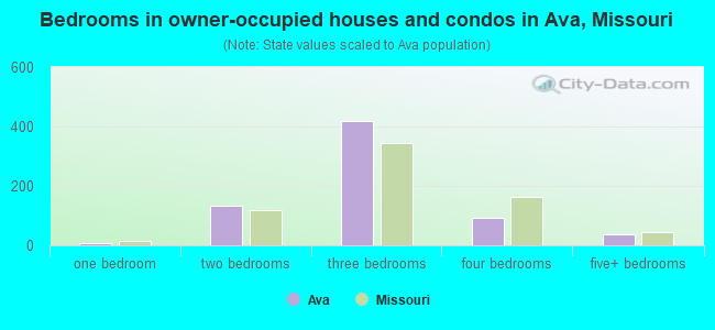 Bedrooms in owner-occupied houses and condos in Ava, Missouri