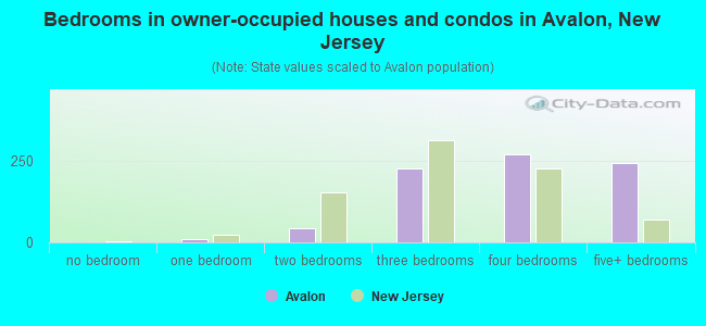 Bedrooms in owner-occupied houses and condos in Avalon, New Jersey