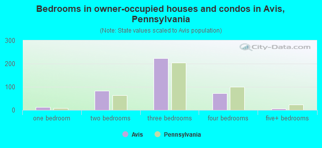 Bedrooms in owner-occupied houses and condos in Avis, Pennsylvania