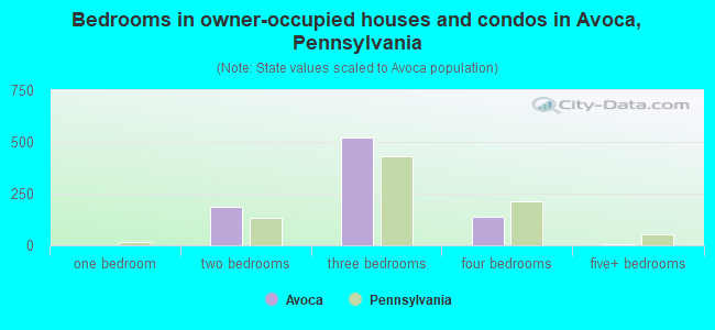 Bedrooms in owner-occupied houses and condos in Avoca, Pennsylvania