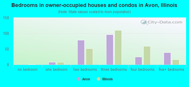 Bedrooms in owner-occupied houses and condos in Avon, Illinois