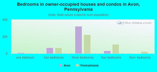 Bedrooms in owner-occupied houses and condos in Avon, Pennsylvania