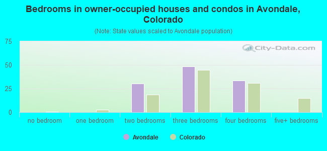 Bedrooms in owner-occupied houses and condos in Avondale, Colorado