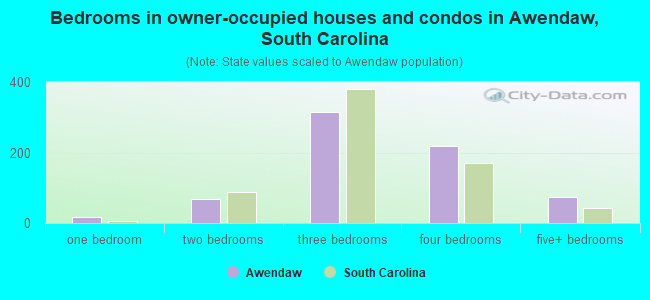 Bedrooms in owner-occupied houses and condos in Awendaw, South Carolina