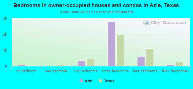 Bedrooms in owner-occupied houses and condos in Azle, Texas