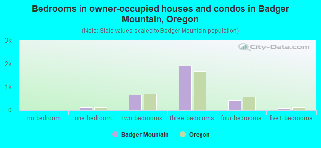 Bedrooms in owner-occupied houses and condos in Badger Mountain, Oregon