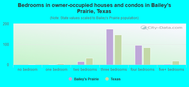 Bedrooms in owner-occupied houses and condos in Bailey's Prairie, Texas