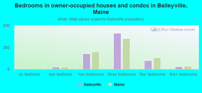 Bedrooms in owner-occupied houses and condos in Baileyville, Maine