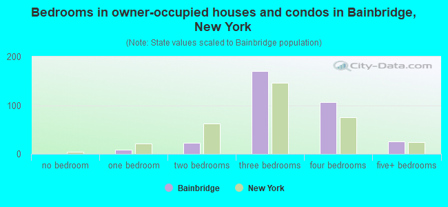 Bedrooms in owner-occupied houses and condos in Bainbridge, New York