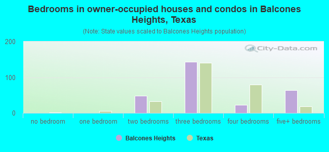 Bedrooms in owner-occupied houses and condos in Balcones Heights, Texas